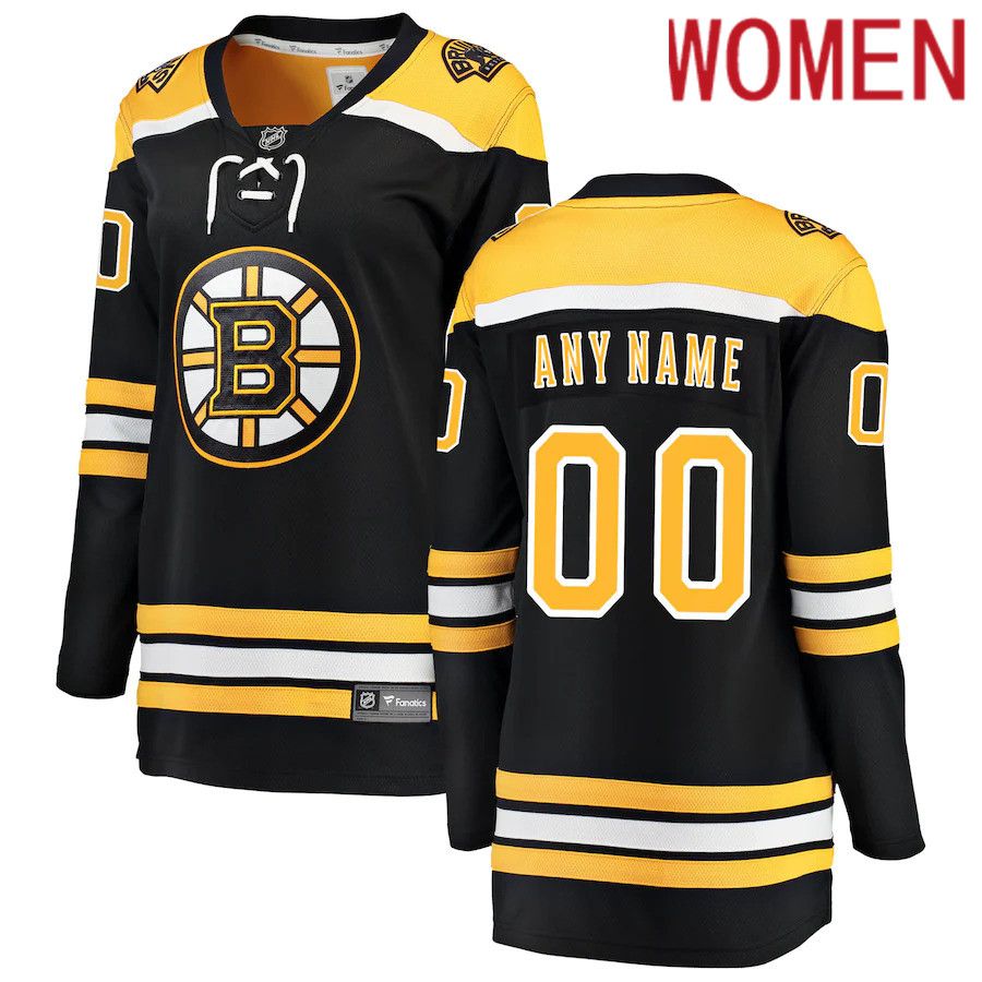 Women Boston Bruins Fanatics Branded Black Home Breakaway Custom NHL Jersey